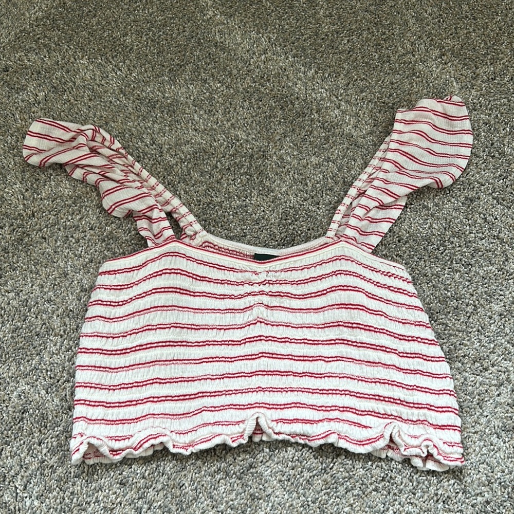 Wild Fable Red & White Striped Crop Top Size Small